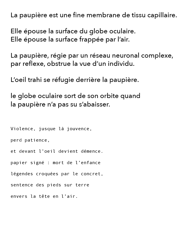 texte sur la paupière